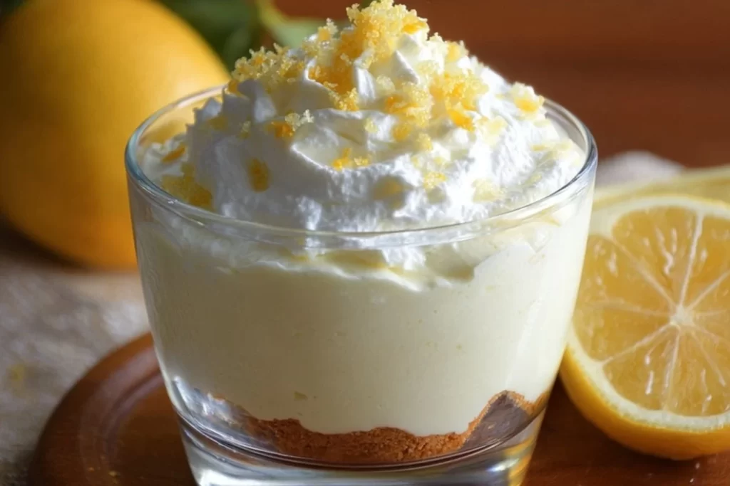 Keto Lemon Cheesecake Fluff dessert, a low-carb and creamy treat