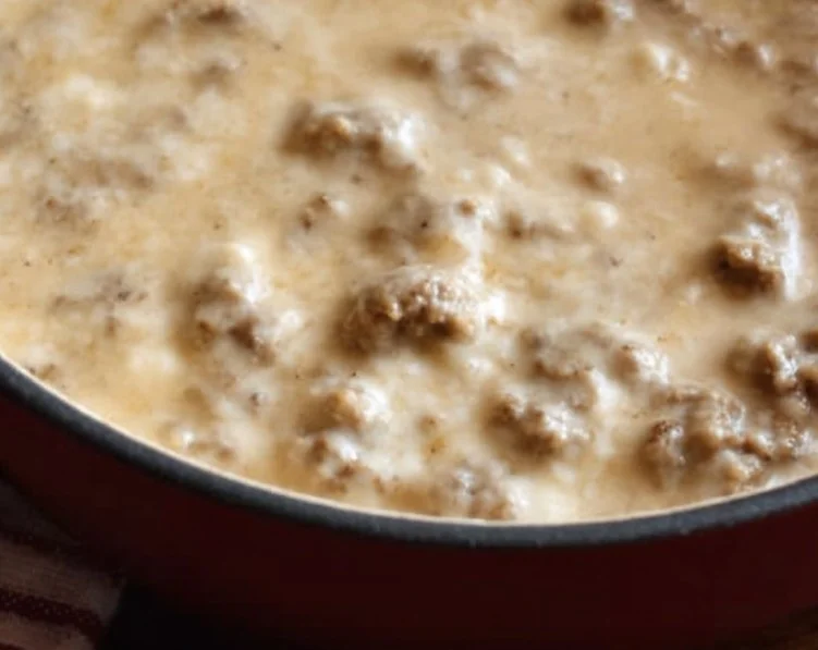 Delicious Keto sausage gravy served over a plate