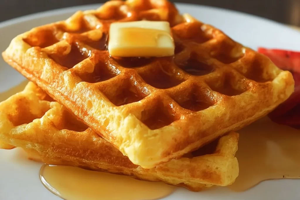 Fluffy and low-carb Keto Waffles served with toppings