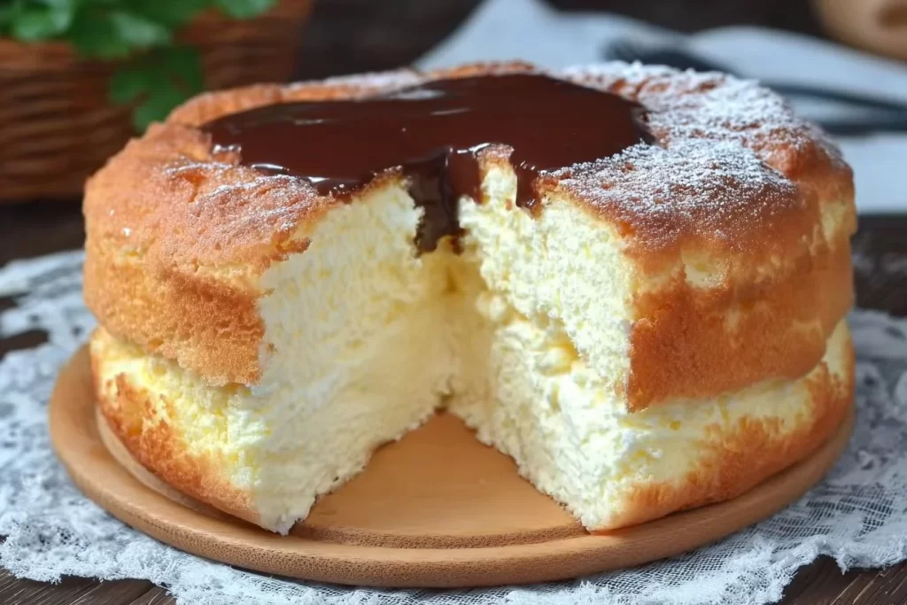 Delicious Keto Cloud Cake topped with cream, perfect for low-carb diets.