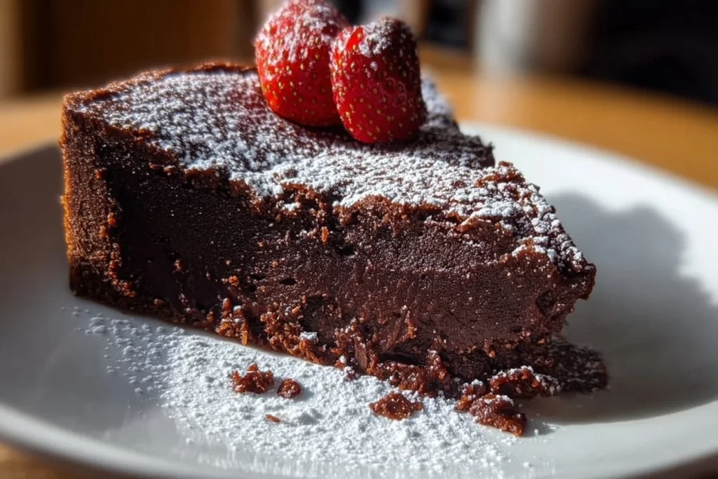 Delicious Keto Flourless Chocolate Cake with decadent chocolate frosting