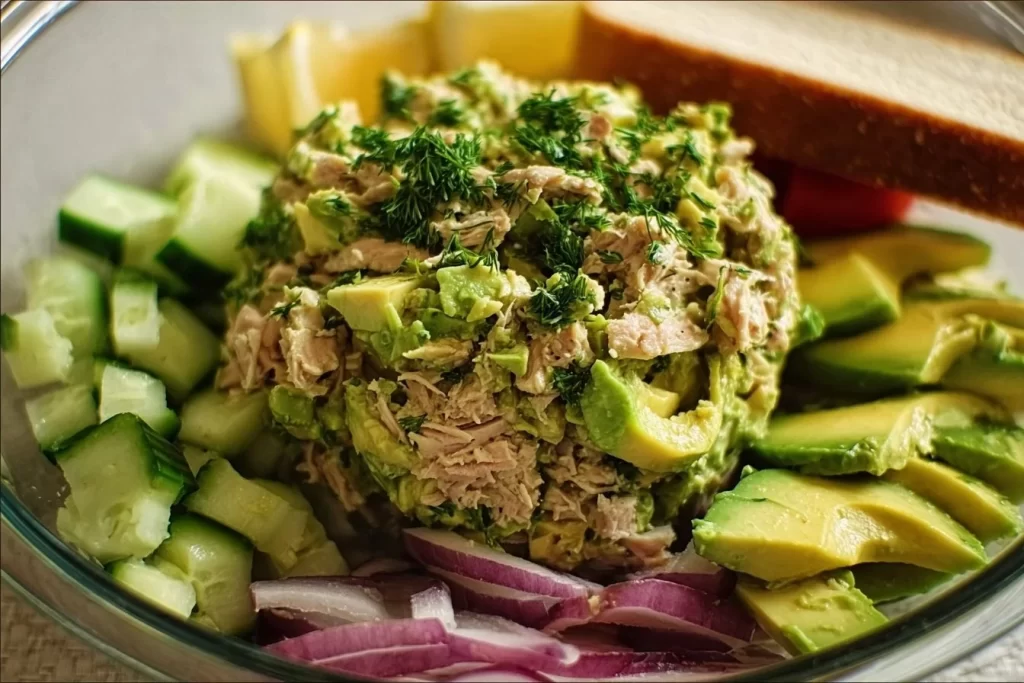 Creamy avocado tuna salad made with fresh ingredients and spices