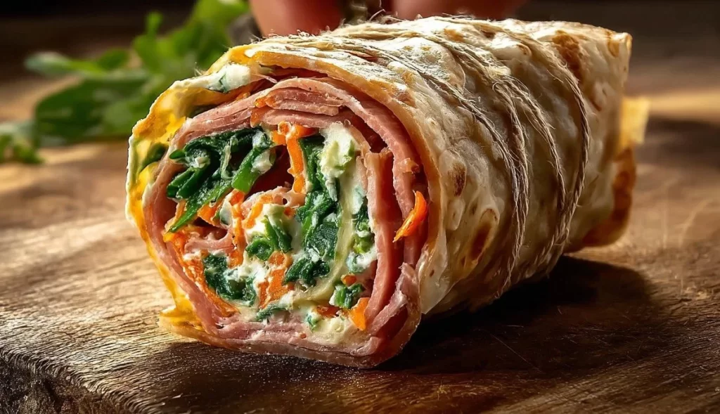 Delicious high protein wrap filled with fresh ingredients and nutritious toppings.