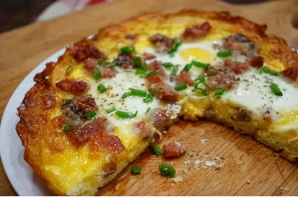 Delicious Keto Breakfast Pizza with low-carb toppings