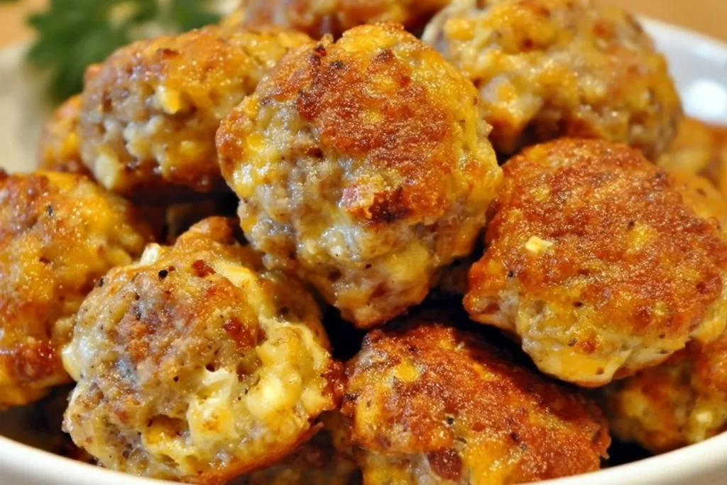 Keto Cream Cheese Sausage Balls served on a platter