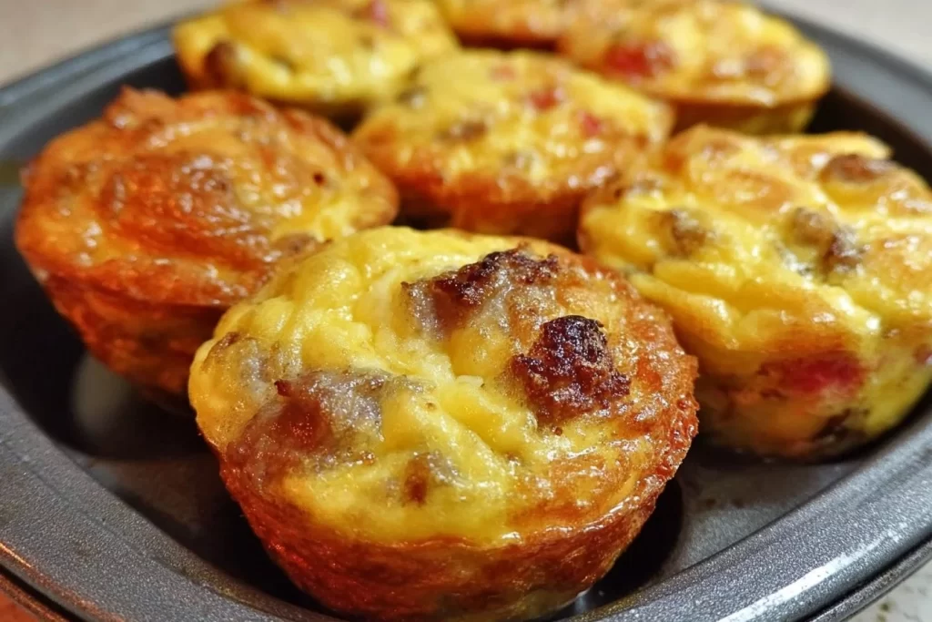 Keto muffins with sausage, egg, and cheese for a healthy low-carb breakfast
