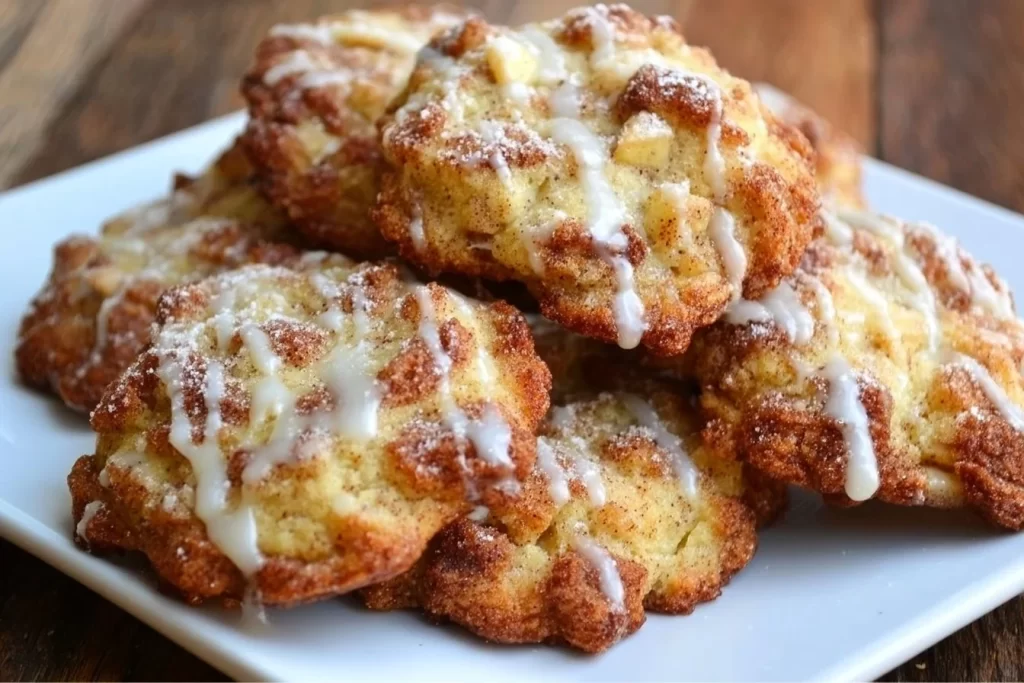 Keto Apple Fritter Cookies baked and ready to enjoy on a plate
