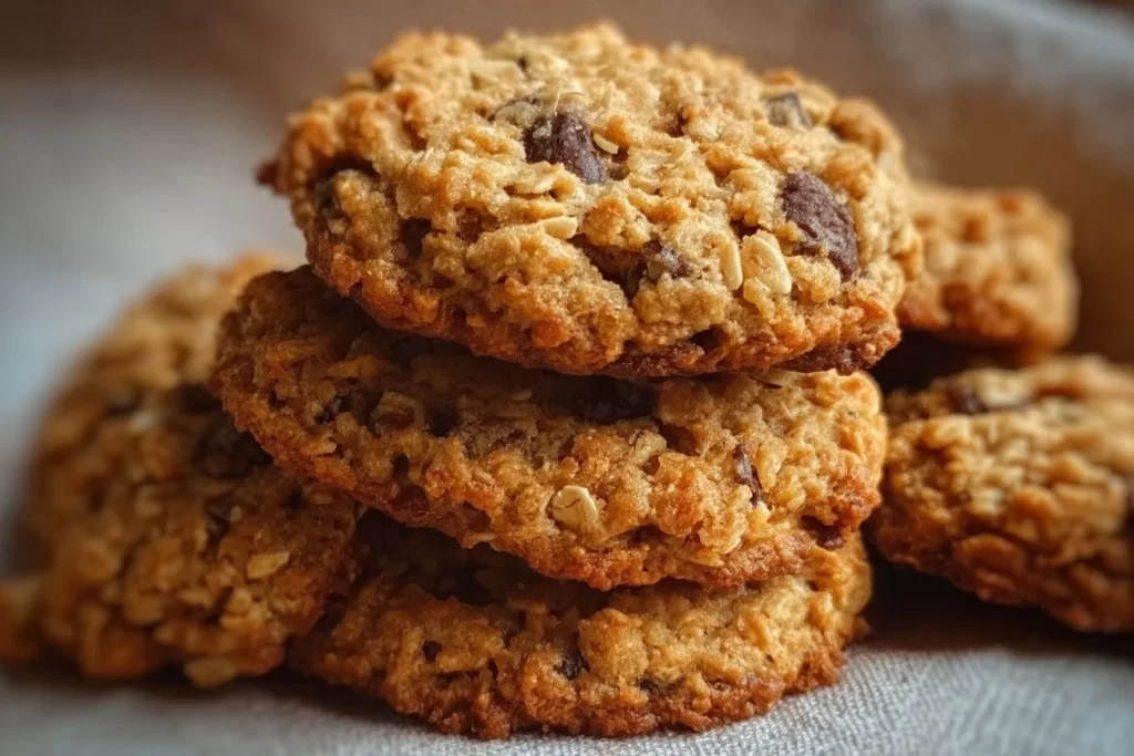 Delicious sugar-free oatmeal cookies on a wooden table