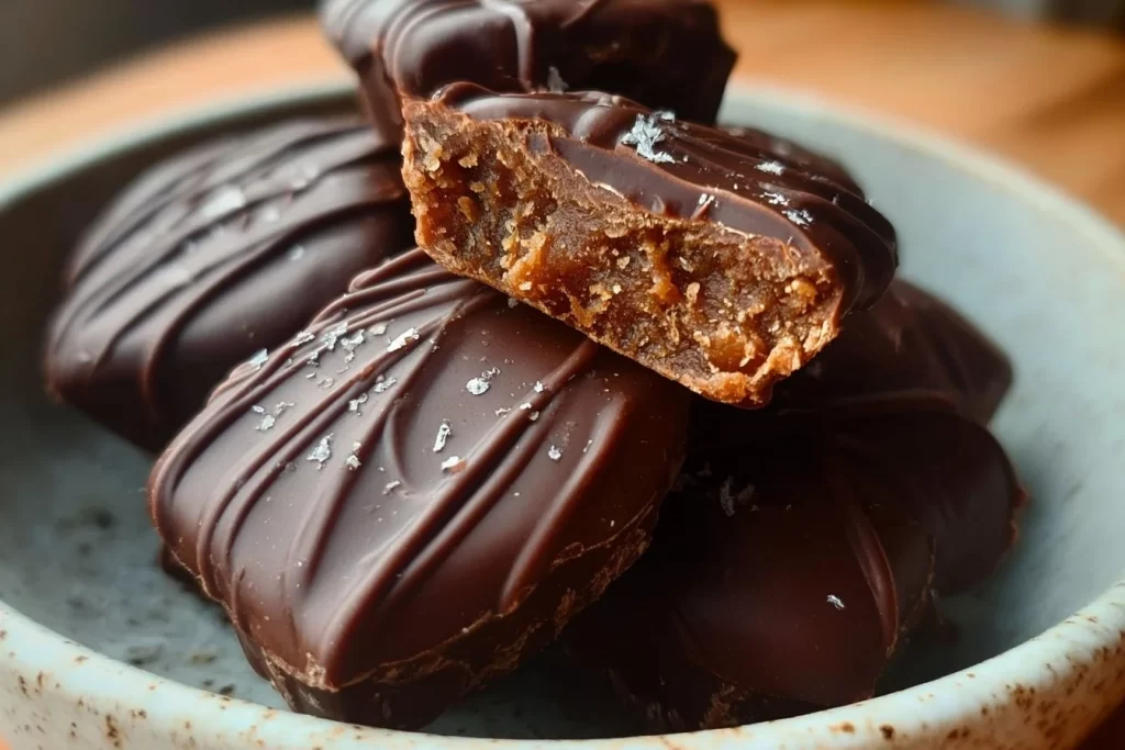Homemade healthy date candy bars made with natural ingredients.