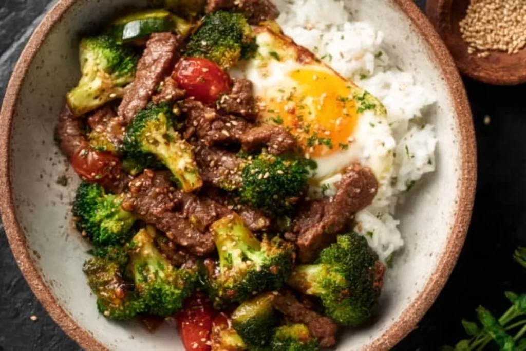 Assorted healthy high-protein meals on a wooden table