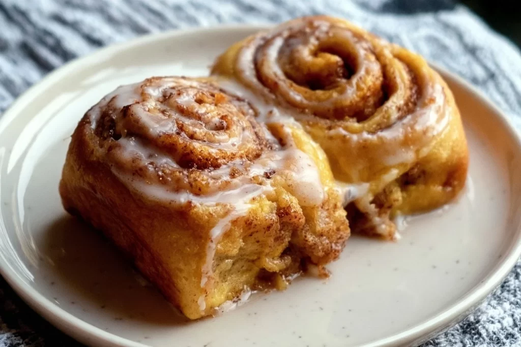 Delicious keto cinnamon rolls topped with cream cheese icing