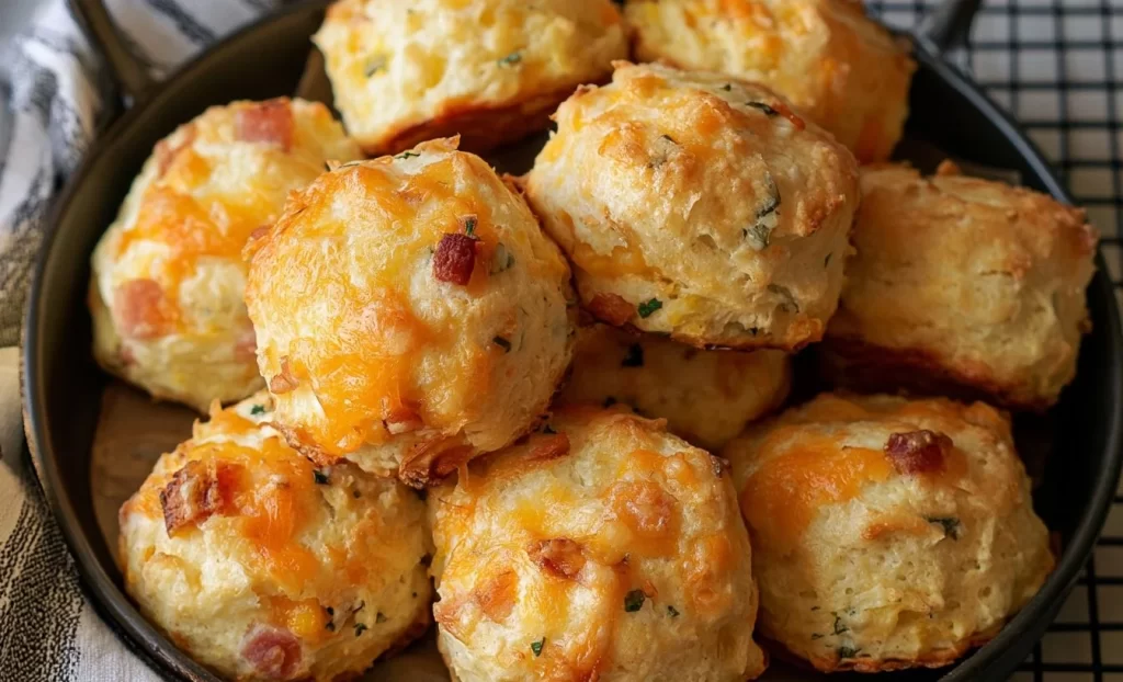 Keto ham and cheese breakfast biscuits on a plate