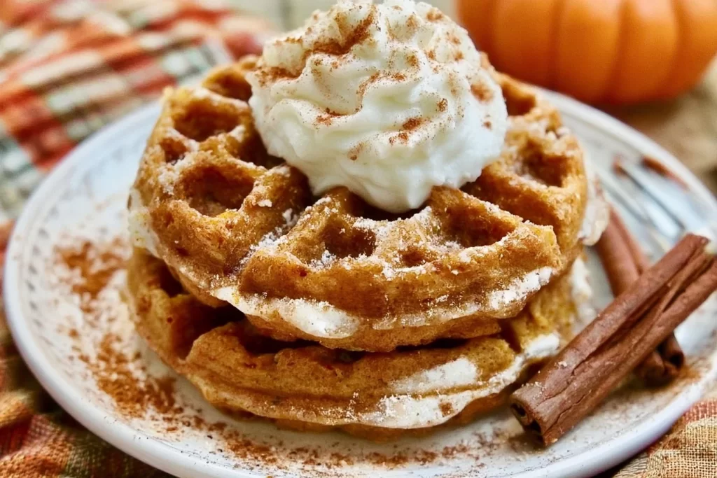 Delicious Pumpkin Cheesecake Chaffles with autumn spices